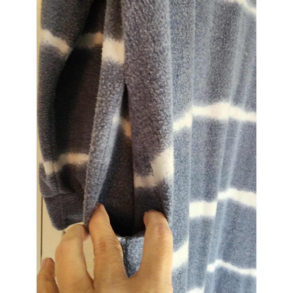 Oh So Modest 2X Midi Dress Blue White Stripe Cozy Henley Pockets Long Sleeves - Picture 6 of 6